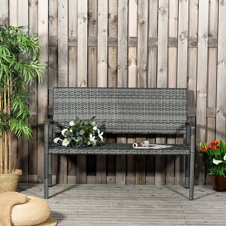 Rattan on sale patio bench